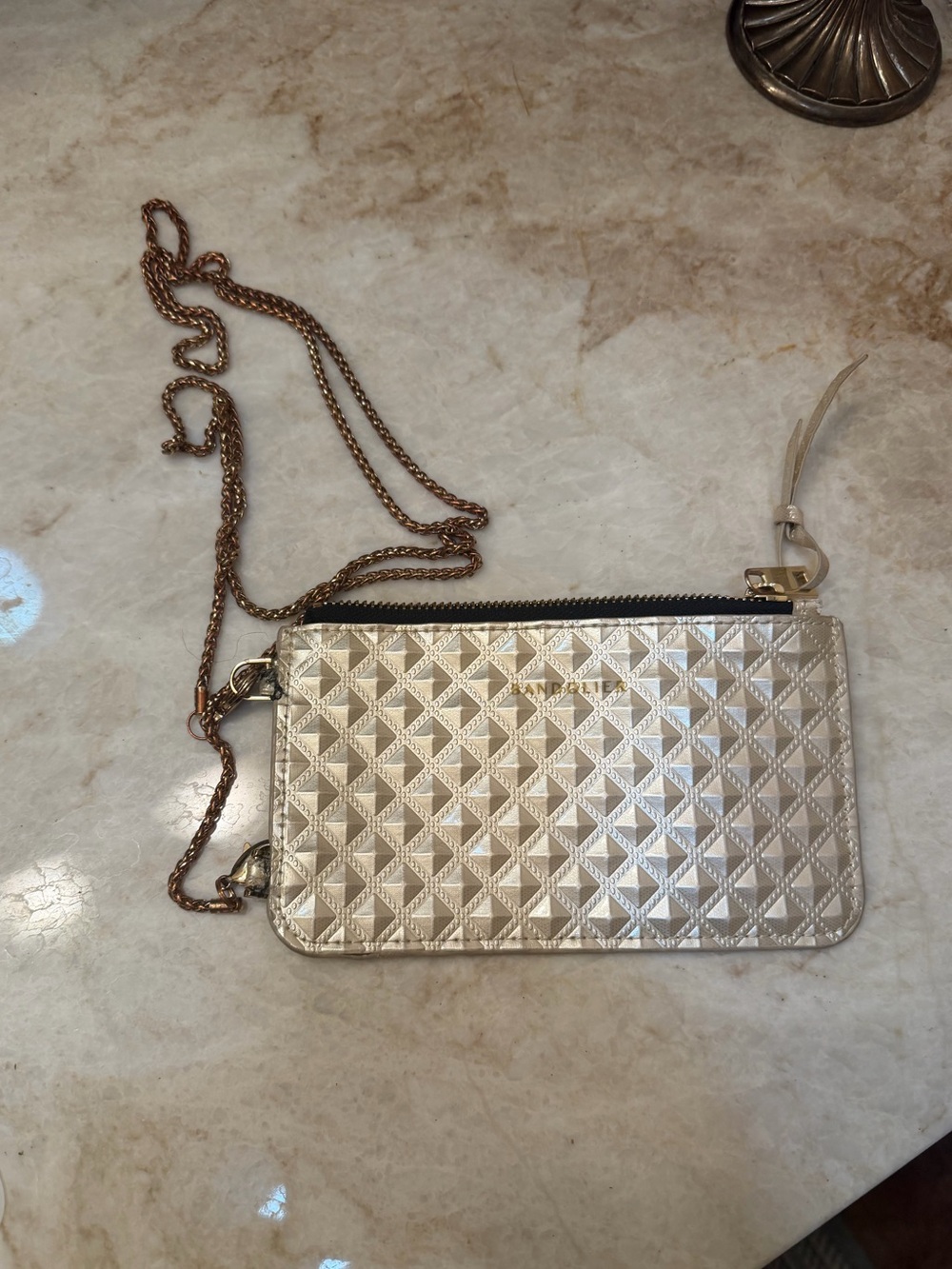 Bandolier Sheila pyramid pouch cream color metallic